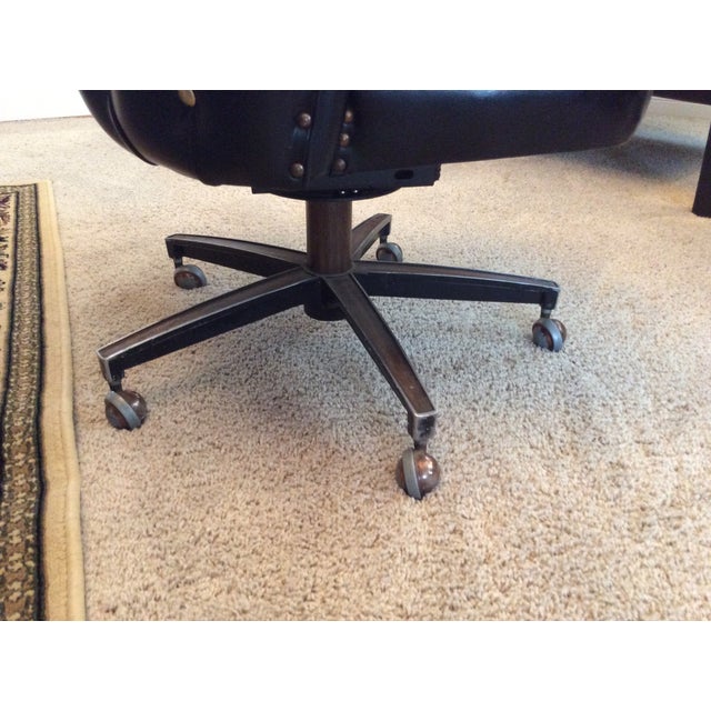 Vintage MCM Black Vinyl Swivel Chairs Pair Chairish