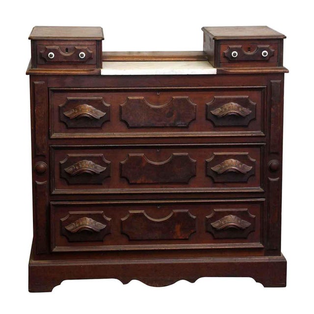 Dark Wood & Marble Top FiveDrawer Dresser Chairish