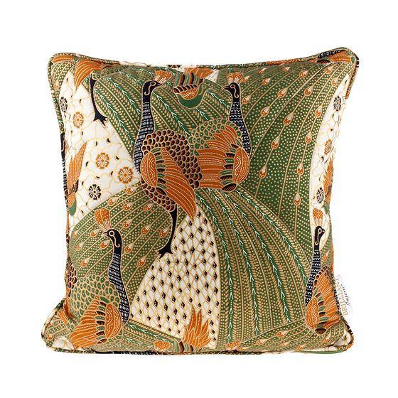 Quilted Green Peacock Batik Throw Pillow Chairish