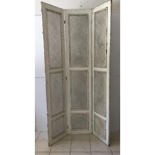 Vintage White Wood Trellis Room Divider Chairish