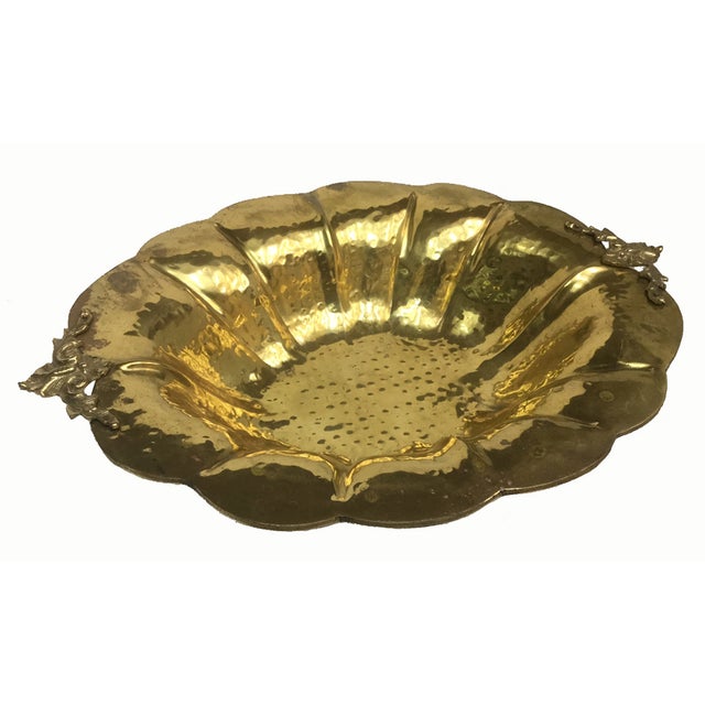 Large Hammered Brass Footed Bowl Chairish