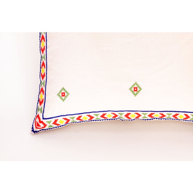 White & Red Mexican Embroidered Throw Pillow Chairish