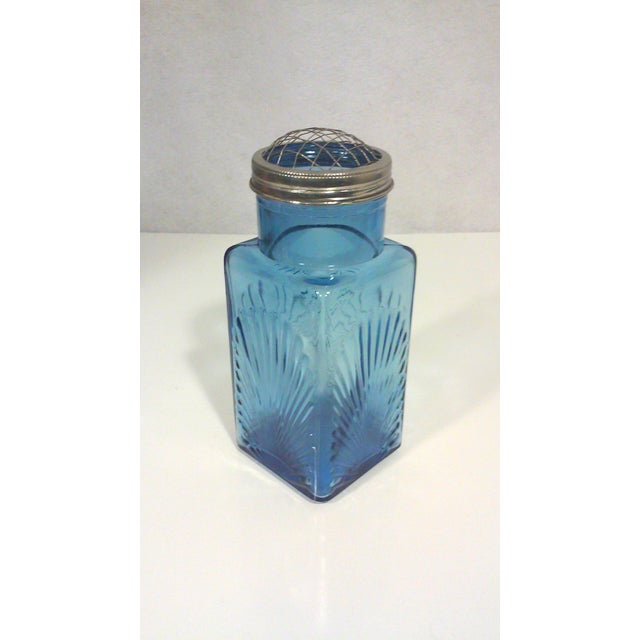 Blue Glass Hoosier Vase with Flower Frog Lid Chairish