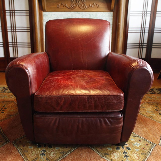 RH Parisian Leather Chair & Ottoman Set of 2 Chairish
