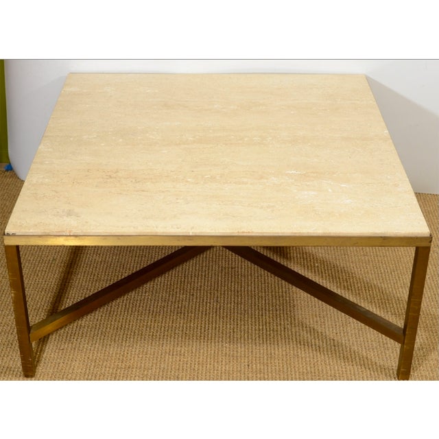 MidCentury Brass & Travertine Coffee Table Chairish