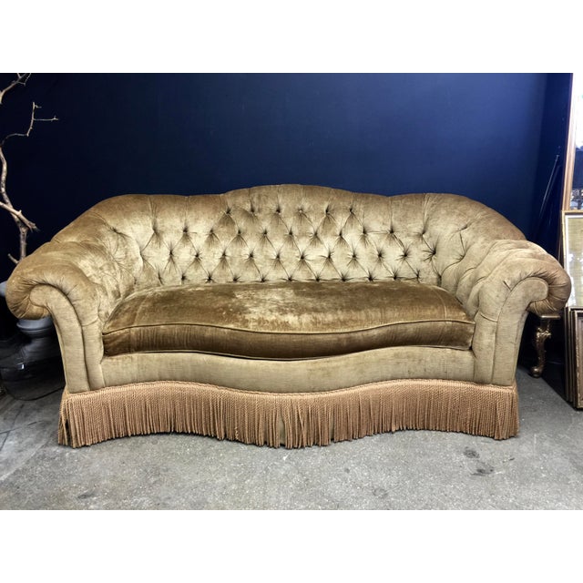 Tufted Velvet Chesterfield Sofa With Fringe by Century 