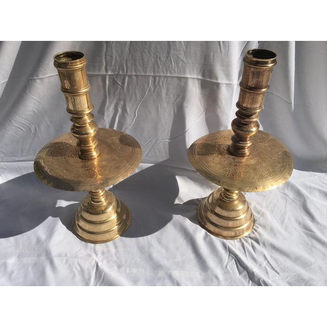 Moroccan Brass Tall Candle Holders A Pair Chairish