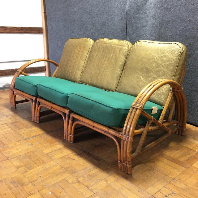 Vintage Bamboo Art Deco Modular Sofa | Chairish