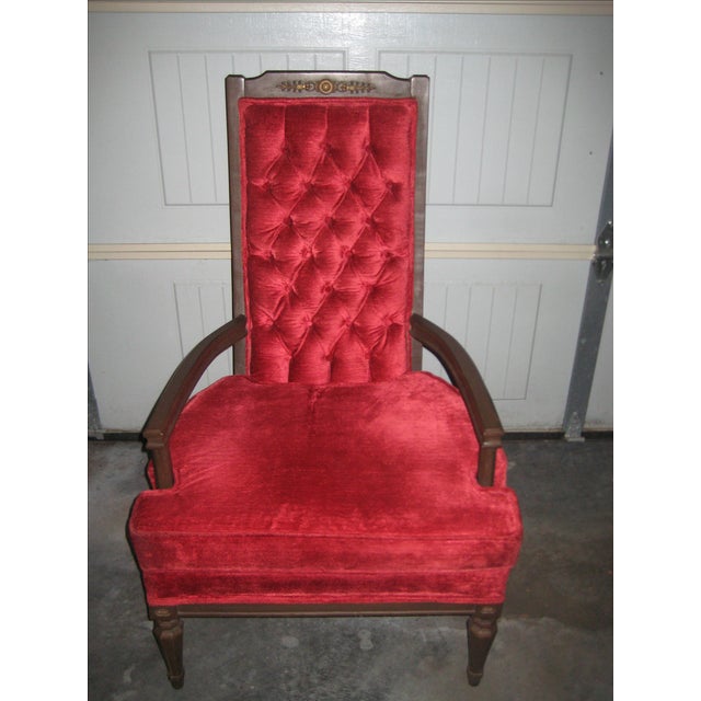 Vintage Red Velvet Throne Chair Chairish