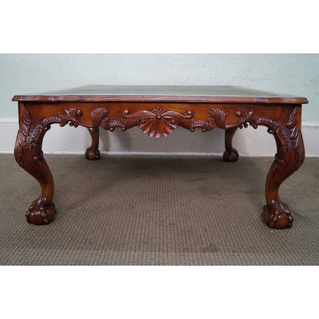 Mahogany Chippendale Ball & Claw Foot Leather Top Coffee ...