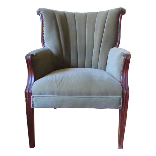 1930s Velvet Upholstered Fan Back Chair Chairish