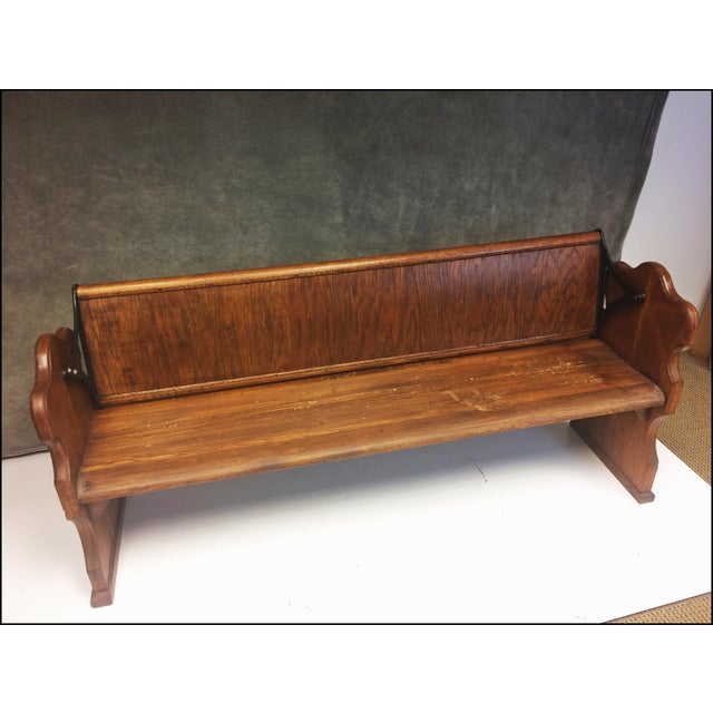 Vintage Wood Train Station Bench with Reversible Flip Back Rest Chairish
