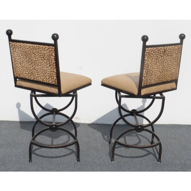 Wrought Iron Swivel Bar Stools - A Pair | Chairish
