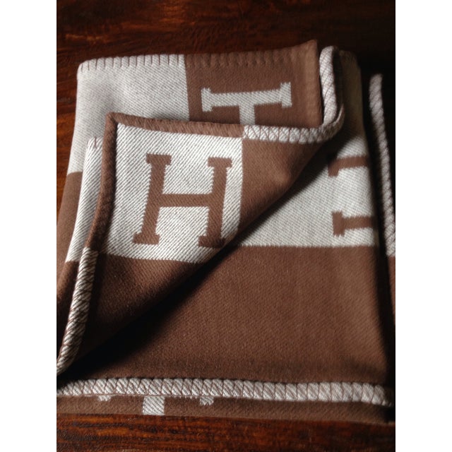 Hermes Large Camel Wool Cashmere H Avalon Blanket Throw ...