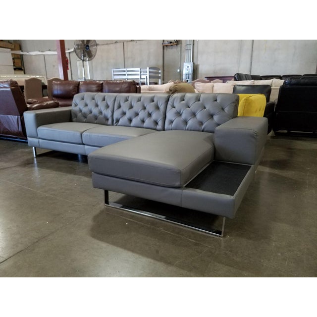 Gray Faux Leather L Shaped Sectional Couch Chairish