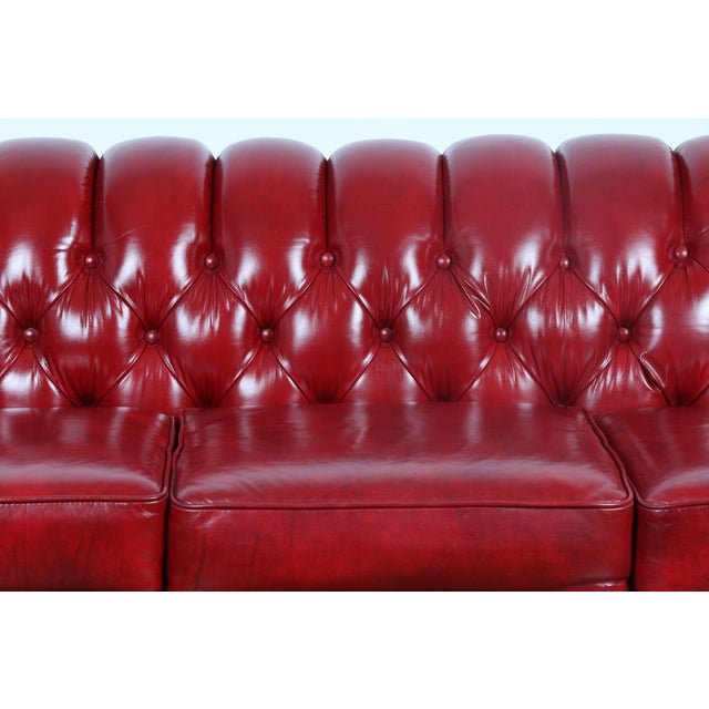 Red Leather Tufted Chesterfield Sofa Chairish