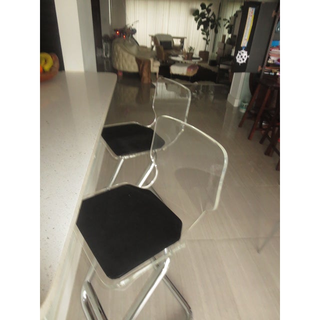 Vintage Lucite Acrylic Bar Stools Pair Chairish