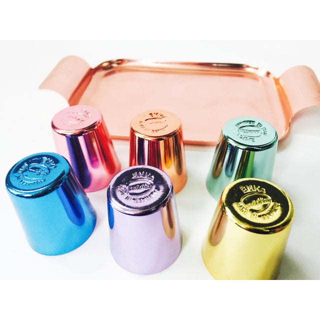 Colorful Vintage German Metal Shot Glasses Set of 6 Chairish