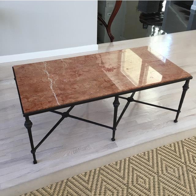 Wrought Iron Marble Top Coffee Table | Chairish