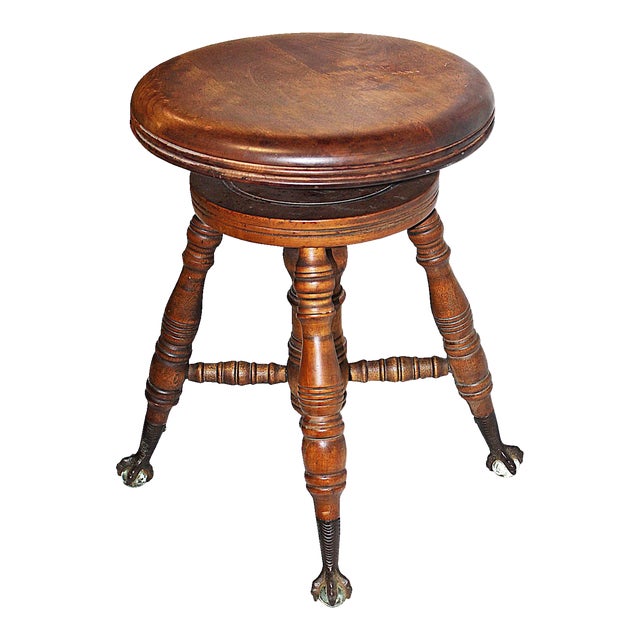 Antique Solid Wood Piano Stool | Chairish