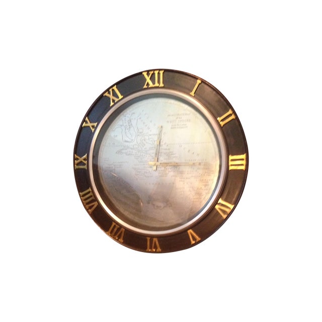 Uttermost Wall Clock, Engraved Map of West Indies Chairish