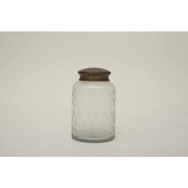 Vintage Etched Glass Jar & Brass Lid Chairish
