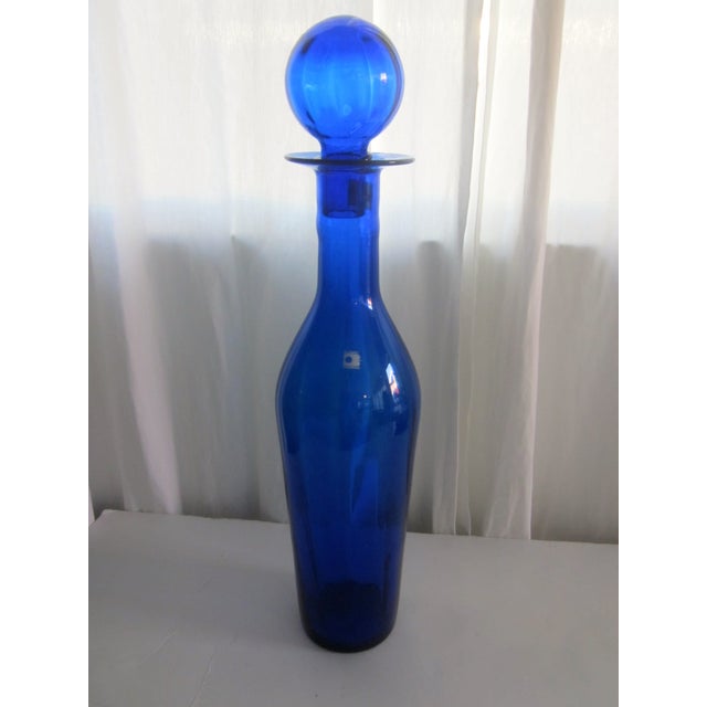 Tall Blue Blenko Vase Decanter Ball Stopper Chairish