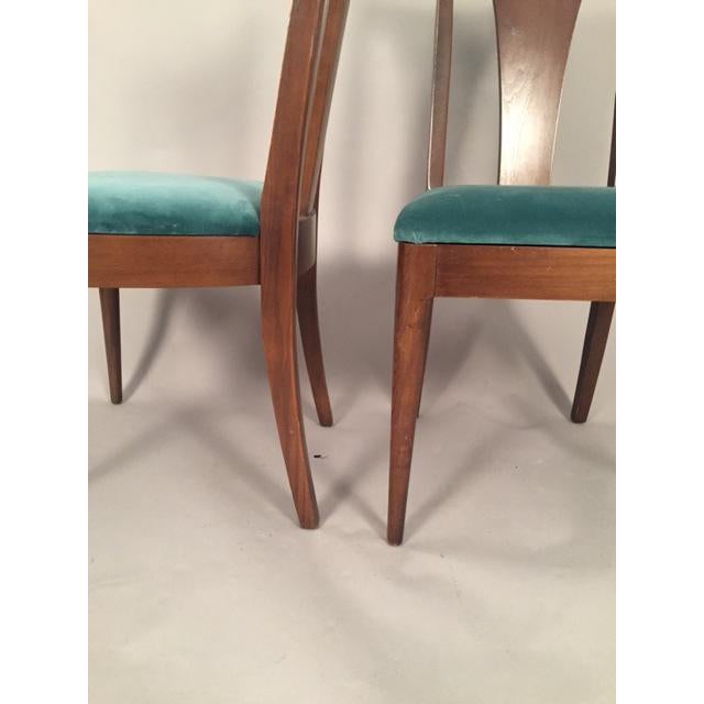 Vintage Lenoir Company MidCentury Teal Velvet Dining Chairs Set of 6