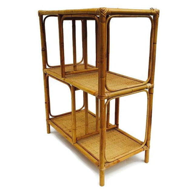 Vintage Bamboo & Rattan Etagere Bookshelf Chairish