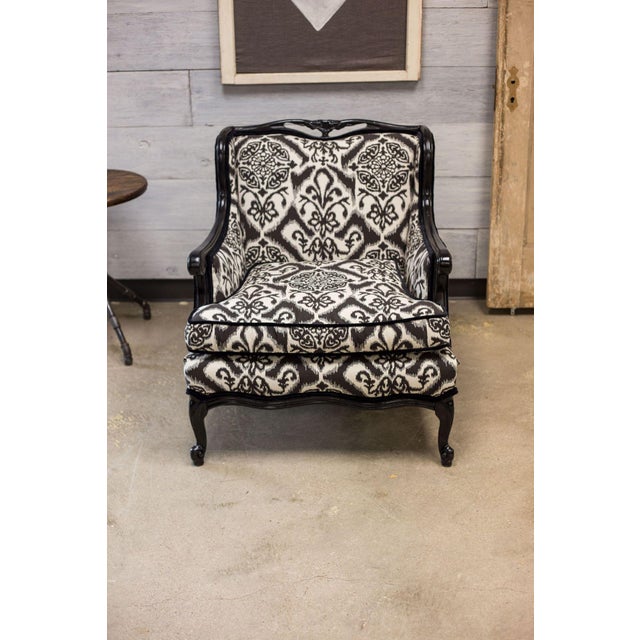 Black Ikat Damask French Provincial Chair Chairish