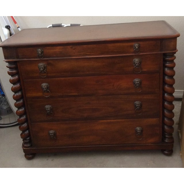 Spindle Wood And Leather Dresser Chairish