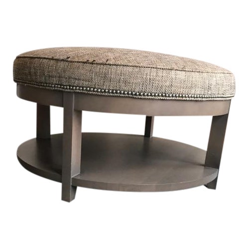Upholstered Grey Round Ottoman Chairish