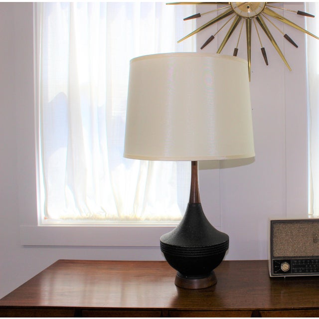 MidCentury Modern Black Ceramic Table Lamp Chairish