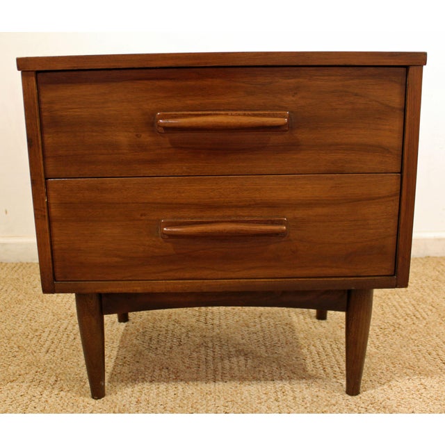 Mid-Century Danish Modern 2-Drawer Walnut Nightstand/End ... Mid century modern triangle end accent table danish teak triangular side table.