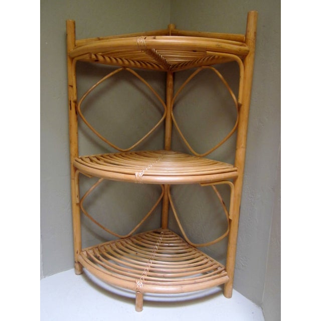 Vintage Rattan Bamboo Corner Shelf Chairish