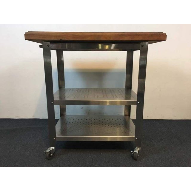 Contemporary Chrome Rolling Kitchen Island Chairish