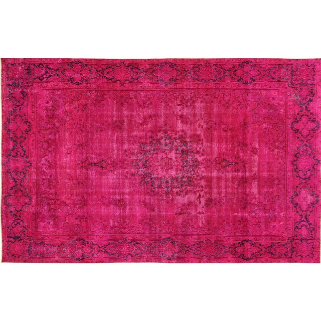 Pink Overdyed Oriental Floral Rug 9'6" x 14'10" Chairish