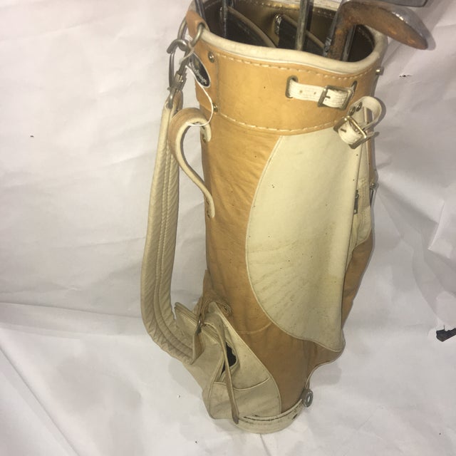 Vintage Leather & Vinyl MacGregor Golf Bag & Clubs Set of 9 Chairish