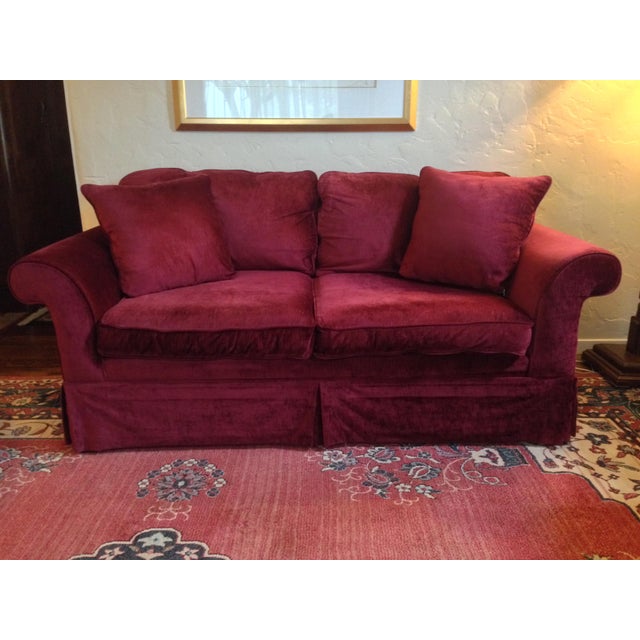 Laura Ashley Red Velvet Loveseat Sofa Chairish