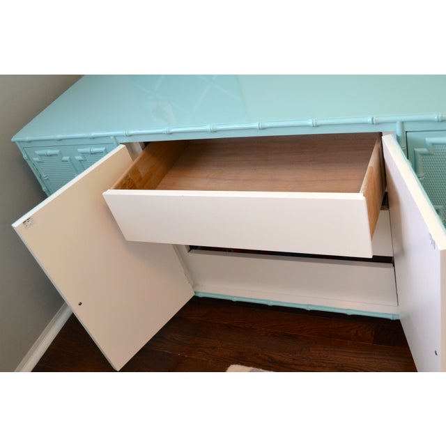 Faux Bamboo Light Blue Credenza Chairish