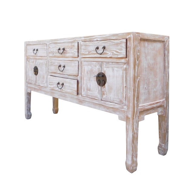 White Wash Wood Grain Finish Sideboard or Credenza Chairish