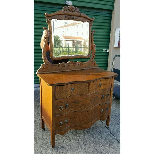 Antique 4 Drawer Dresser With Beveled Mirror Chairish
