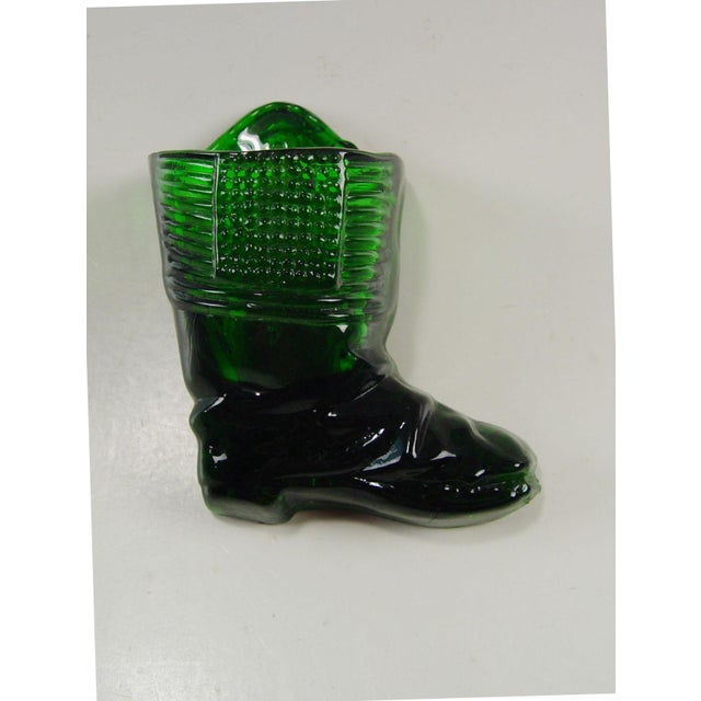 Green Glass Boot Match Holder & Striker Chairish