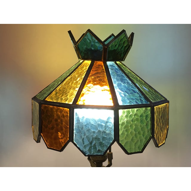 Vintage Multi-Colored Stained Glass Lamp Shade | Chairish