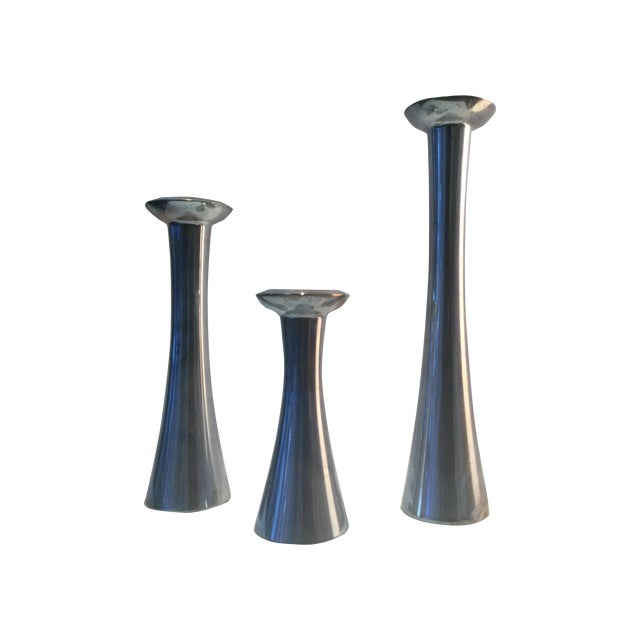 Nambe Silver Candle Holders Set of 3 Chairish