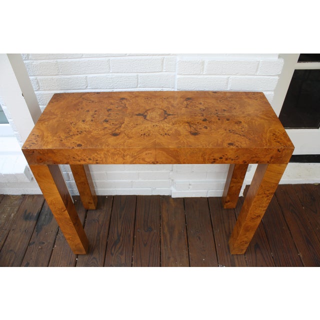 Vintage Parsons Burl Wood Console Table | Chairish