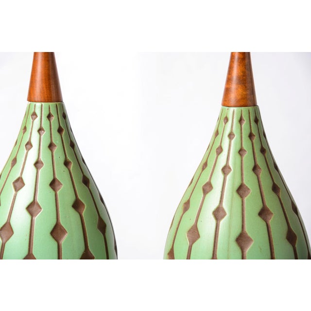 Mid-Century Modern Danish Ceramic & Teak Table Lamps - A ...