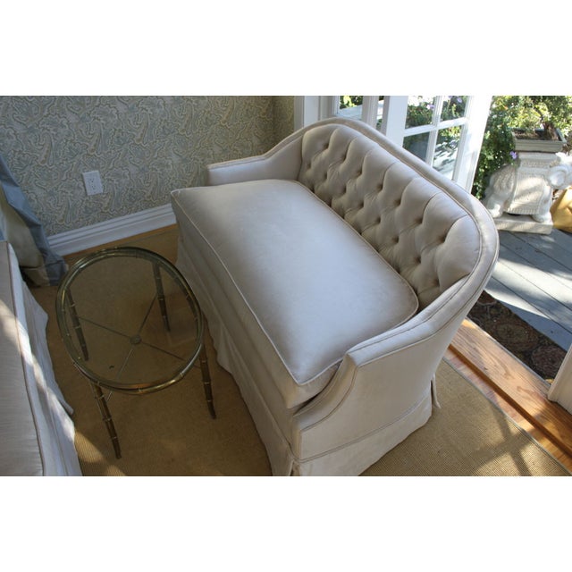 Cream Silk Velvet Loveseats A Pair Chairish