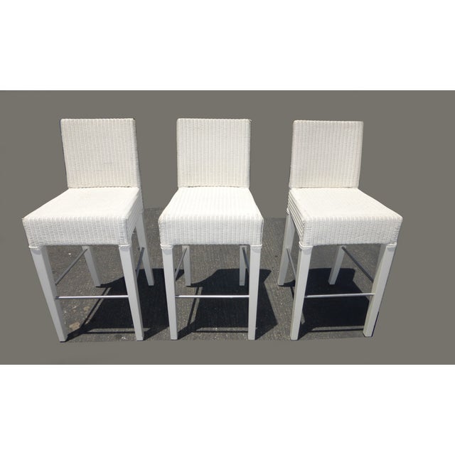 French Country White Rattan Counter Stools 3 Chairish