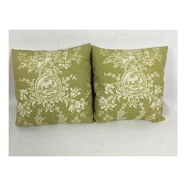 Spring Green and Ivory Toile Pillows Pair Chairish